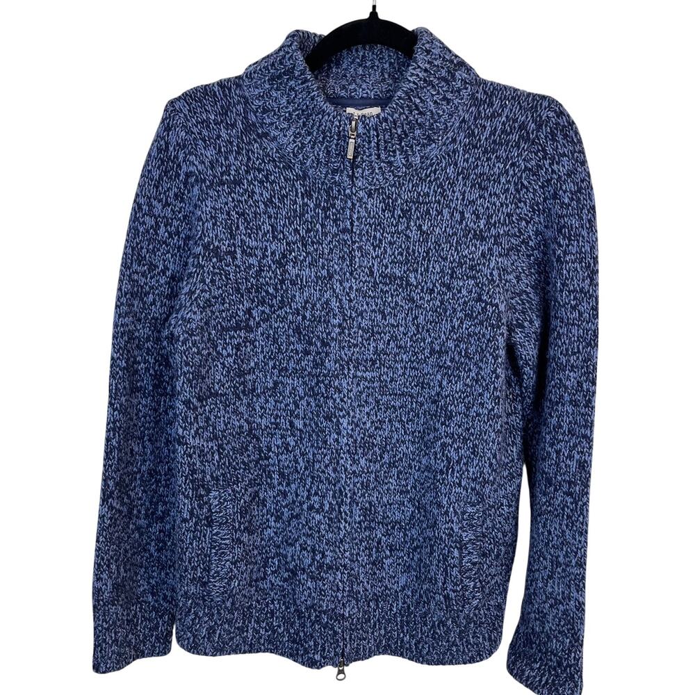 L.L. Bean Blue Lambswool Zip Sweater